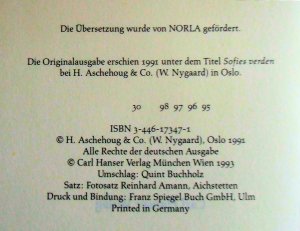 gebrauchtes Buch – Gaarder, Jostein; Haefs – Sofies Welt - Roman über die Geschichte der Philosophie