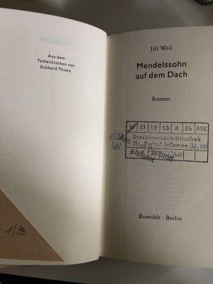 gebrauchtes Buch – Weil, Ji – Mendelssohn auf dem Dach