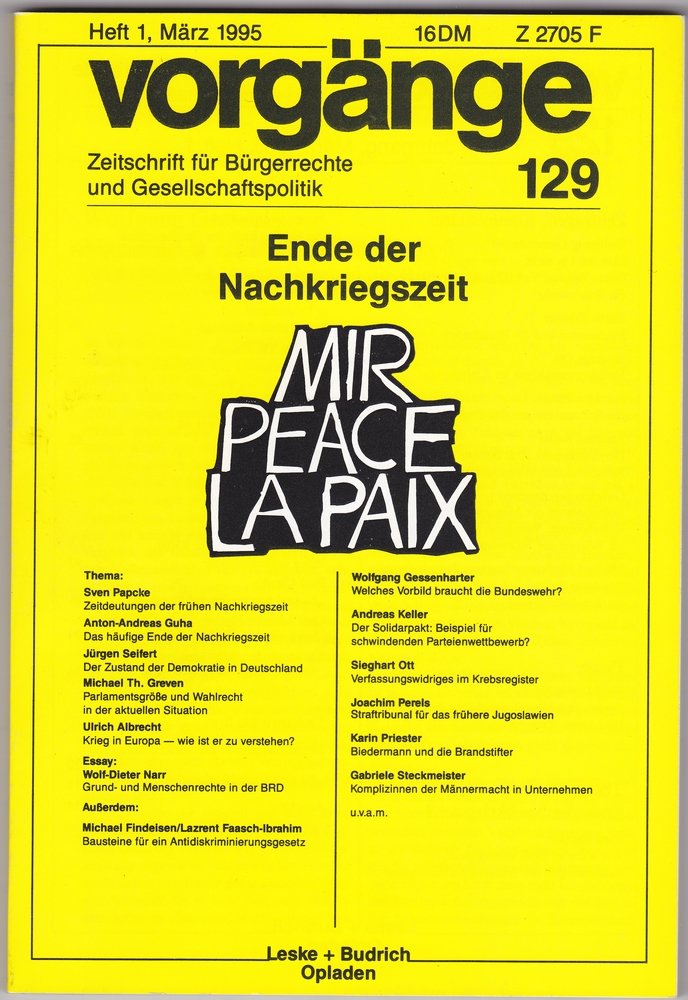 gebrauchtes buch vorgnge 129 ende der nachkriegszeit zeitschrift fr brgerrechte - Burgerrechte Beispiele gebrauchtes buch vorgnge 129 ende der nachkriegszeit zeitschrift fr brgerrechte - Burgerrechte Beispiele