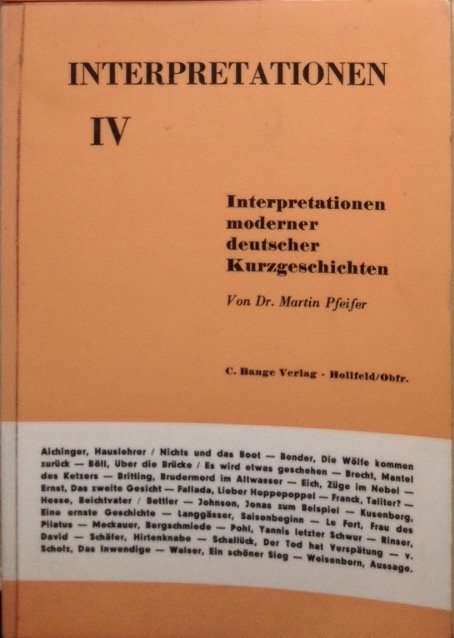 Interpretationen Iv Interpretationen Moderner Deutscher