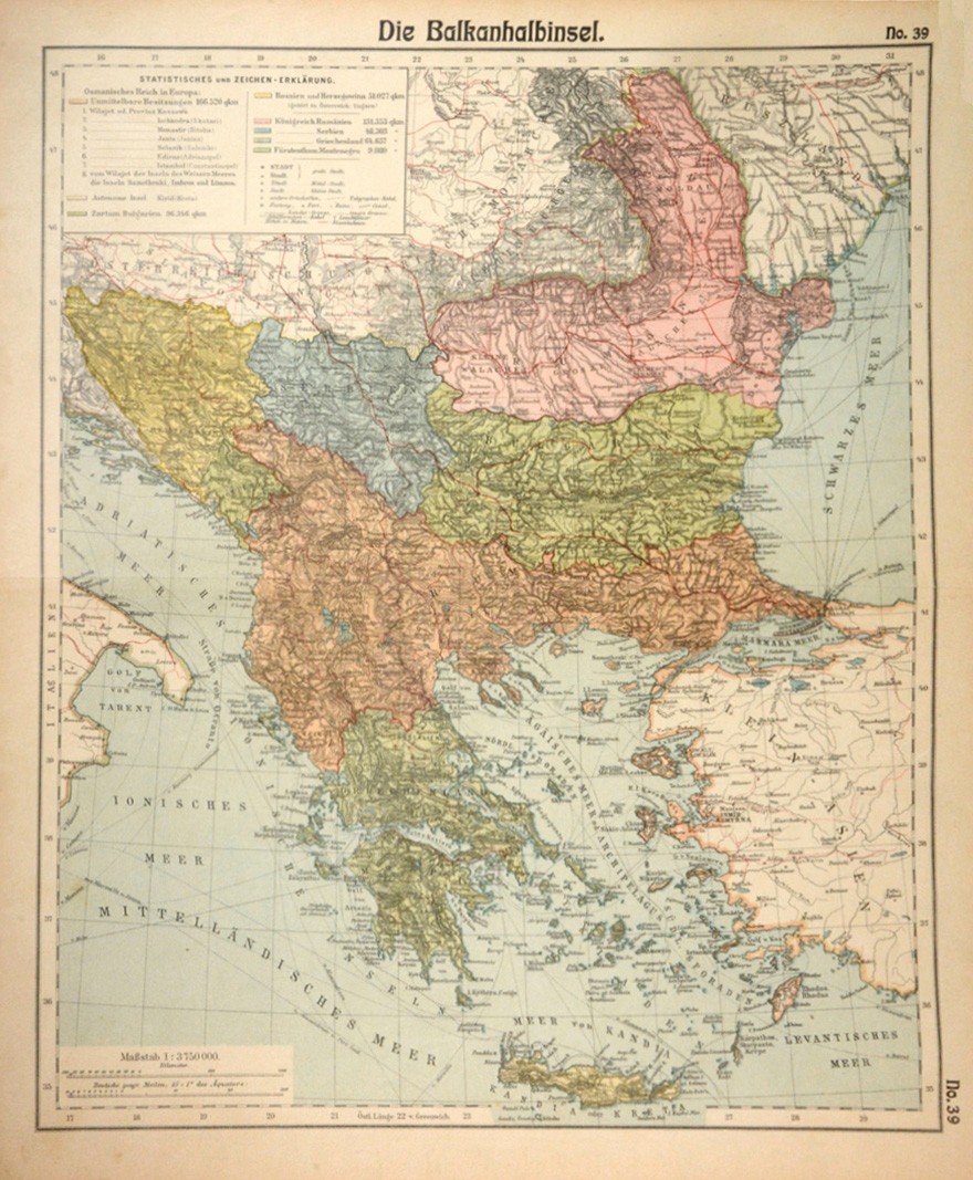 Original Karte Die Balkanhalbinsel Um 1910 Buch Antiquarisch Kaufen A02g1but01zzk