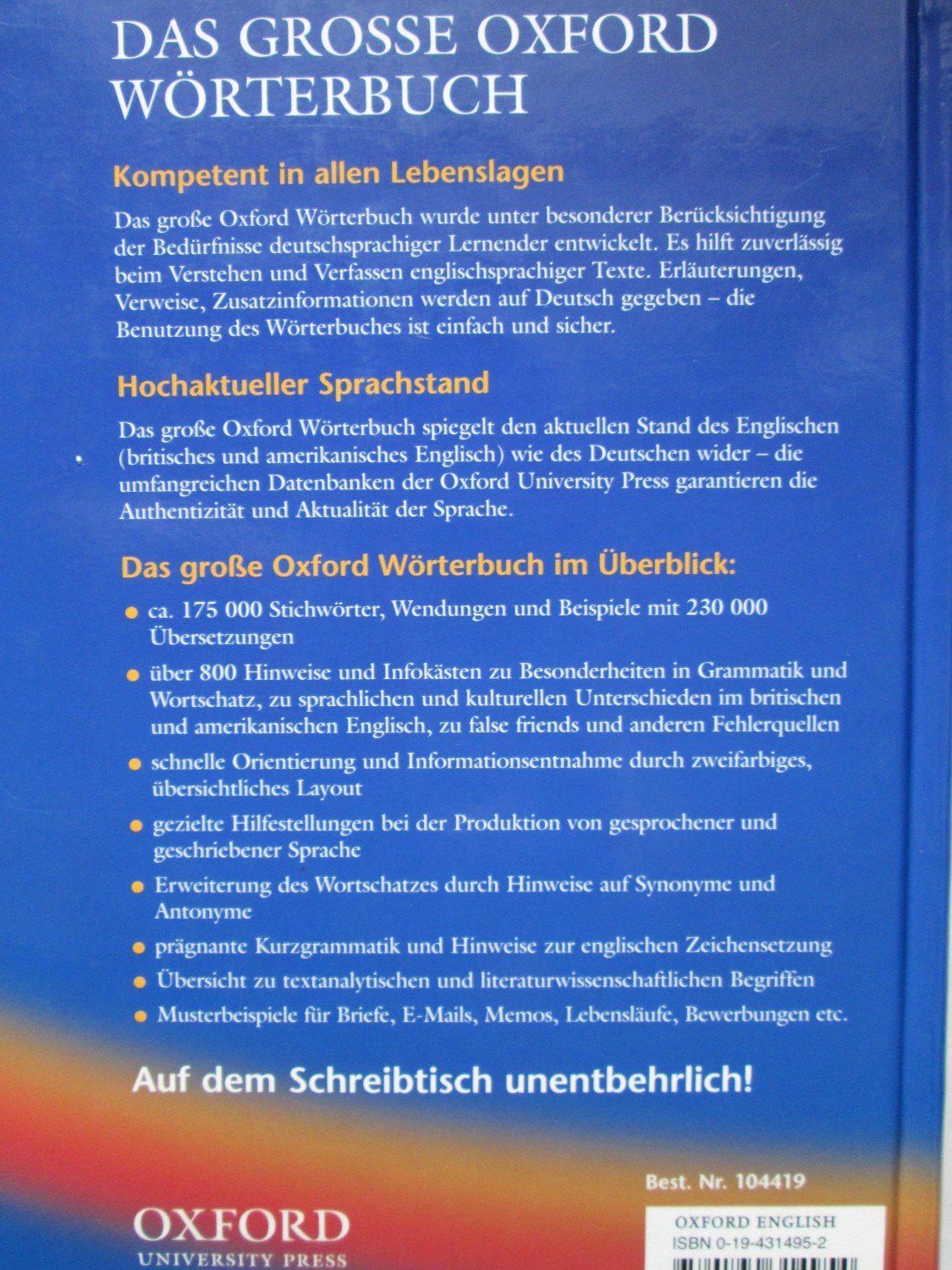 1.) Das große Oxford Wörterbuch Englisch + 2.“ – Buch