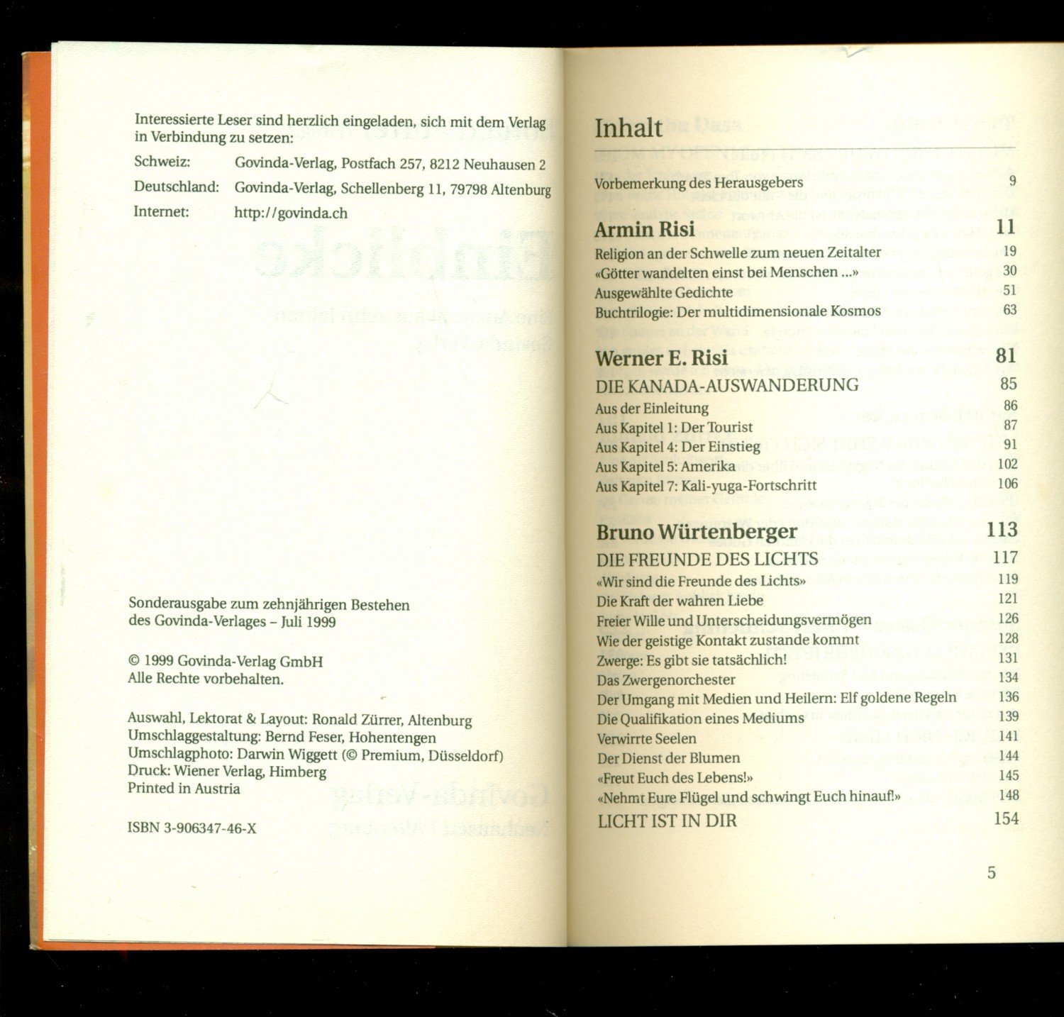 Einblicke Eine Auswahl Aus Zehn Jahren Govinda Verlag Zurrer Ronald Buch Gebraucht Kaufen A02ixn9901zzx
