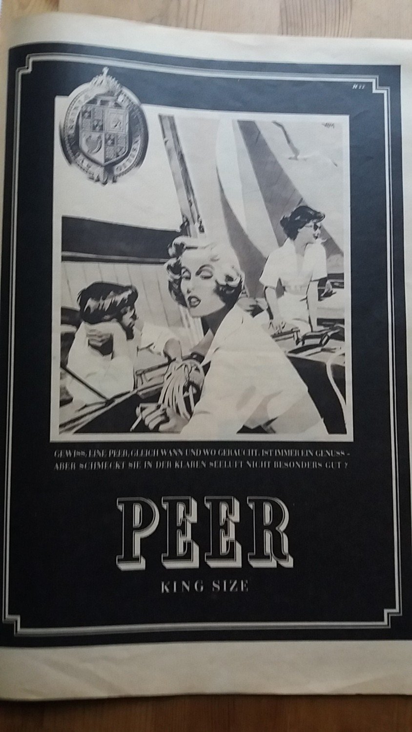 Werbung Werbeblatt PEER Zigaretten um 1950 ca.“ – Buch