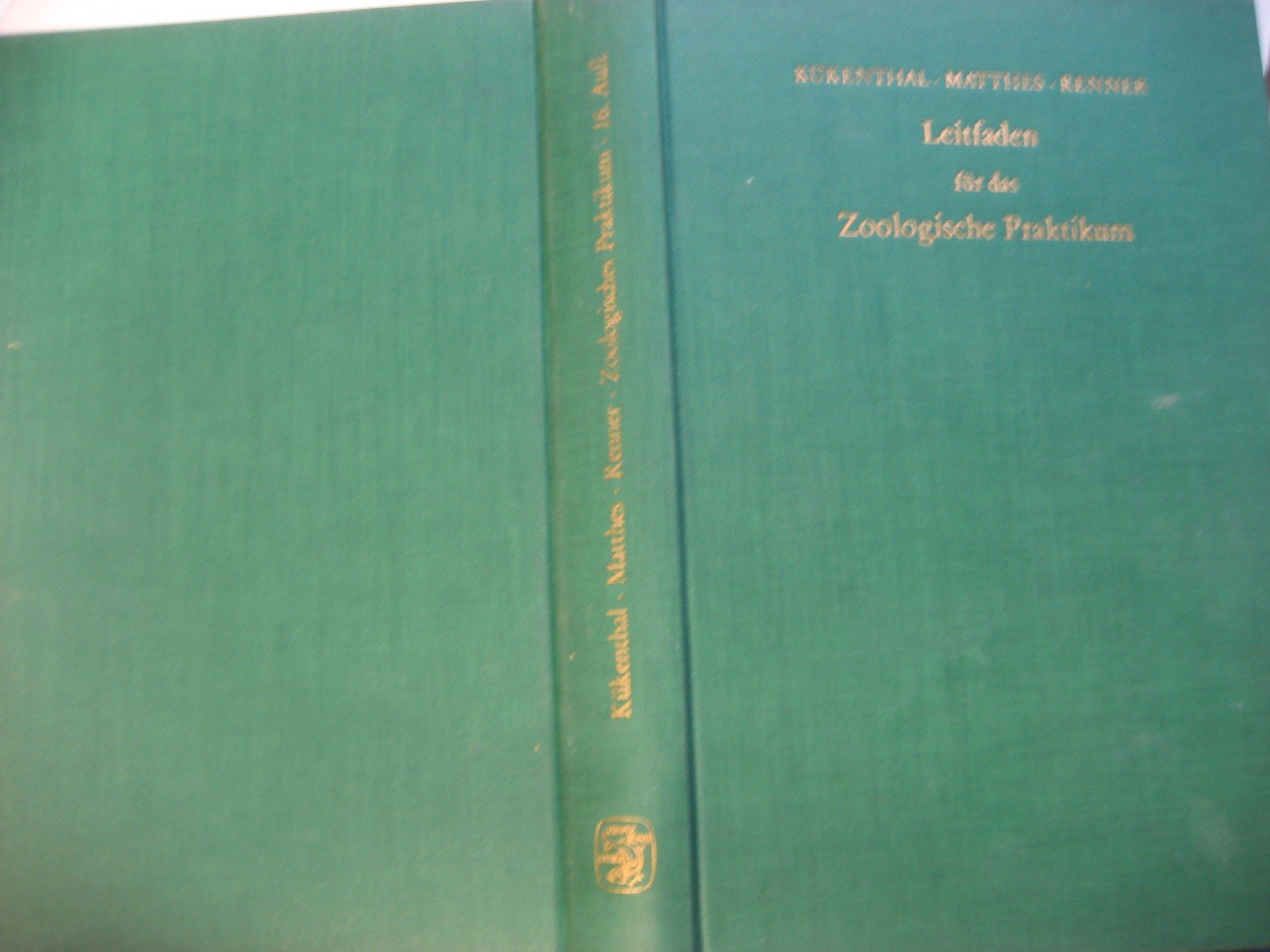 Leitfaden Fur Das Zoologische Praktikum Renner Dr Maximilian Kukenthal Buch Gebraucht Kaufen A02jjgeb01zzm
