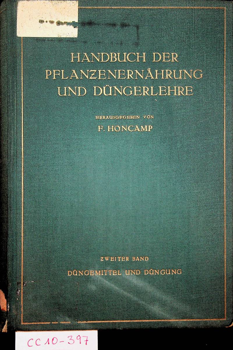 Handbuch Der Pflanzenernährung Und Düngerlehre Bücher - 