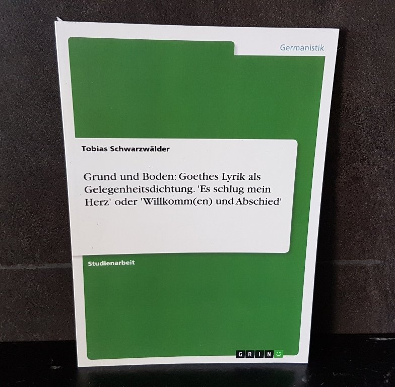 Grund Und Boden Goethes Lyrik Als Gelegenheitsdichtung Schwarzwalder Tobias Buch Gebraucht Kaufen A02jfgqw01zzr