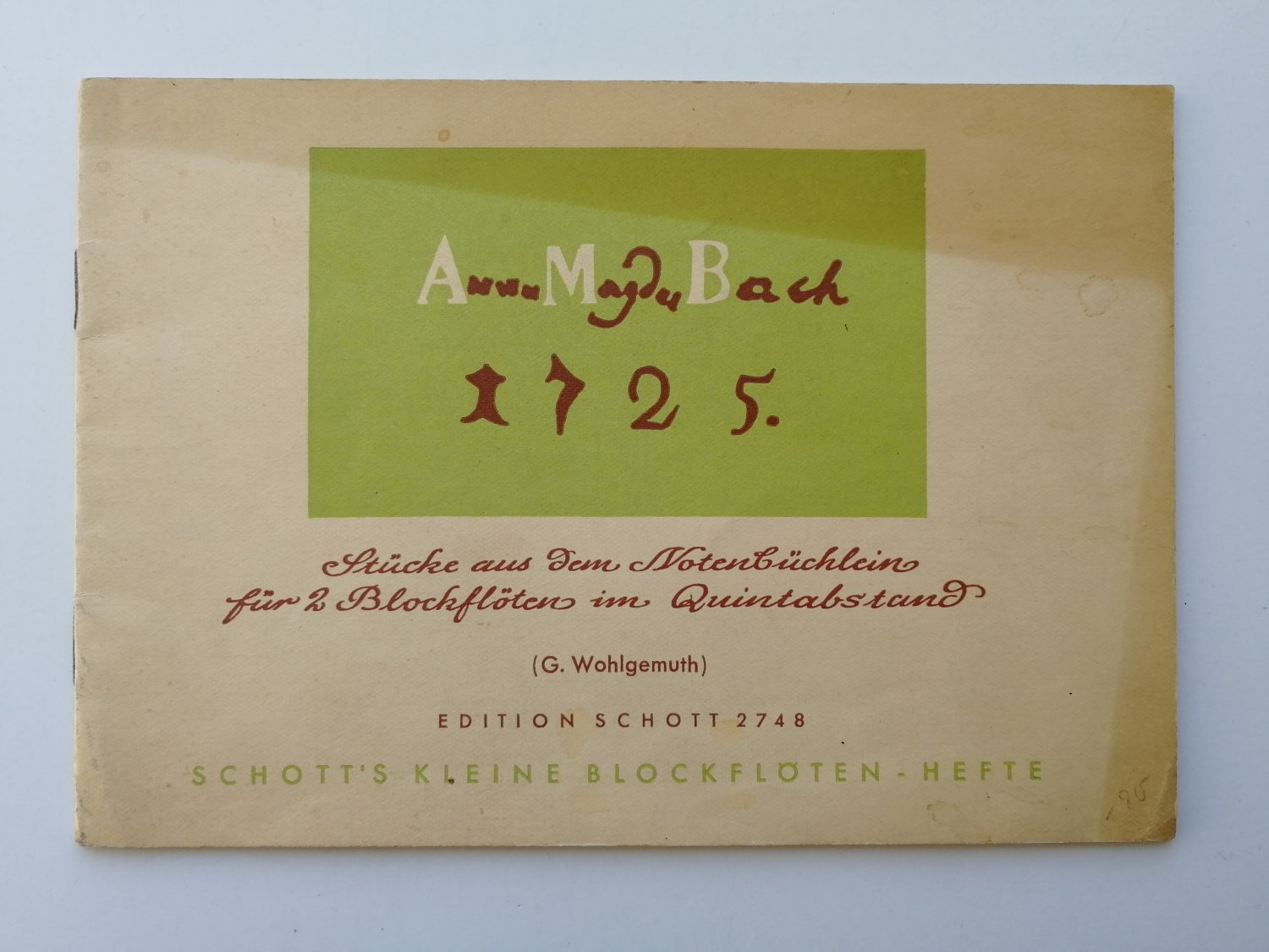 G. Wohlgemuth S J Bach : Ausgewählte Stücke für Altblockflöte und Klavier