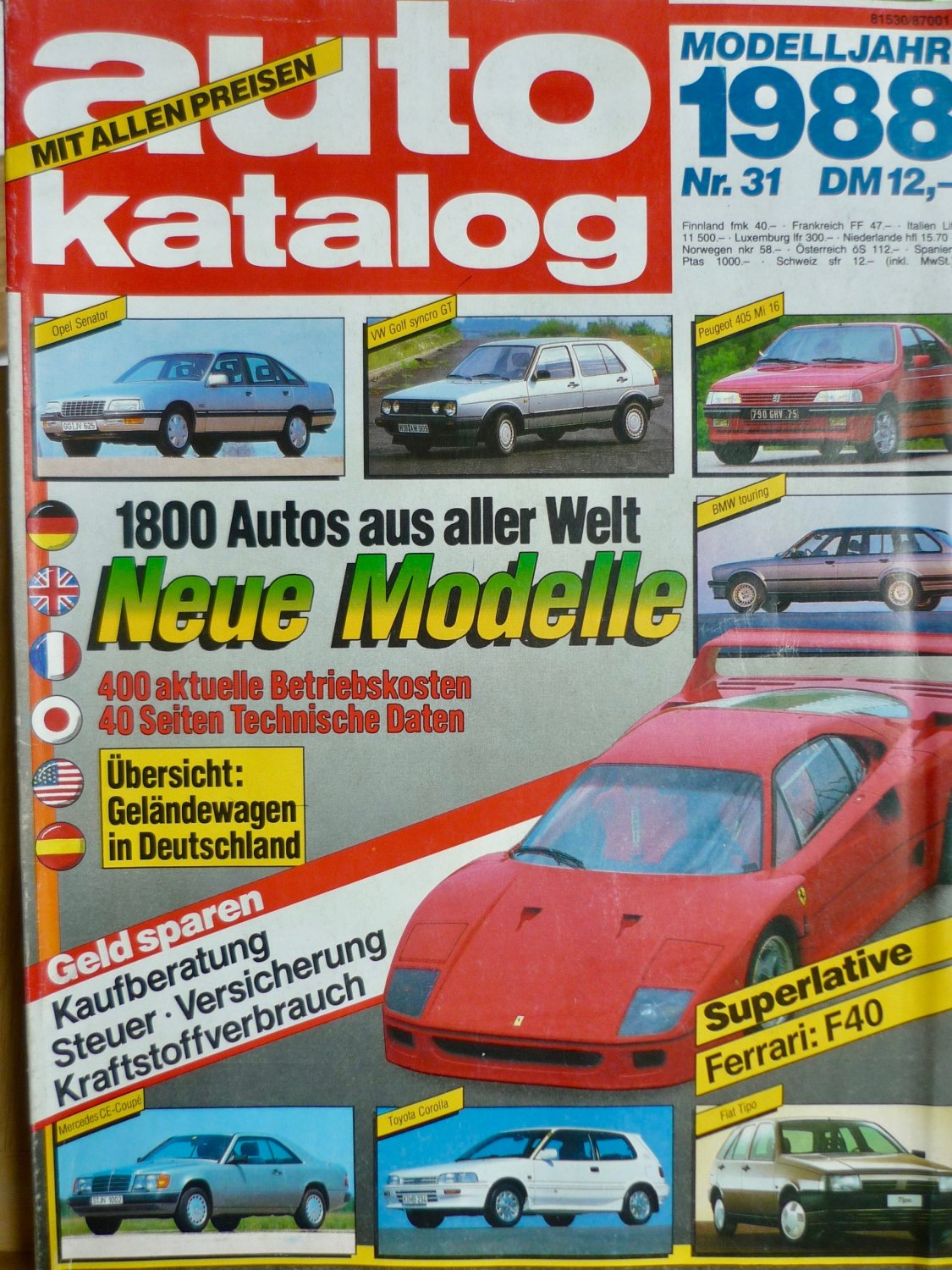 AUTO KATALOG Modelljahr 1988.“ (Heitz, Rudolf ) – Buch Erstausgabe