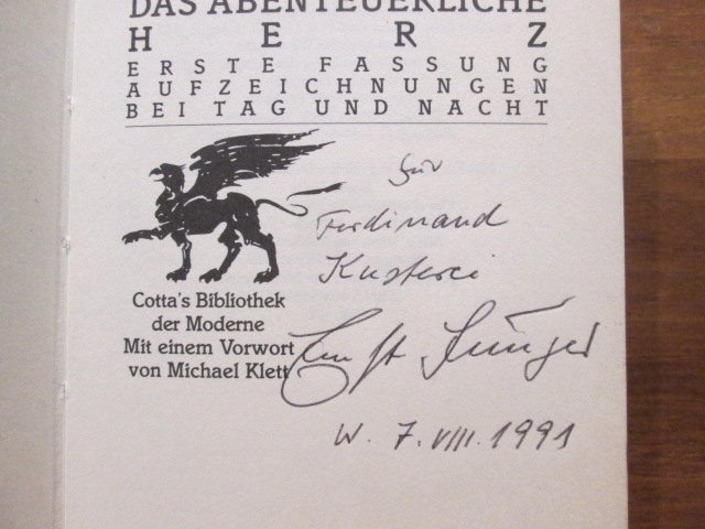 Signiert Das Abenteuerliche Herz 1 Ernst Junger Buch Gebraucht Kaufen A02o2ddk01zzb