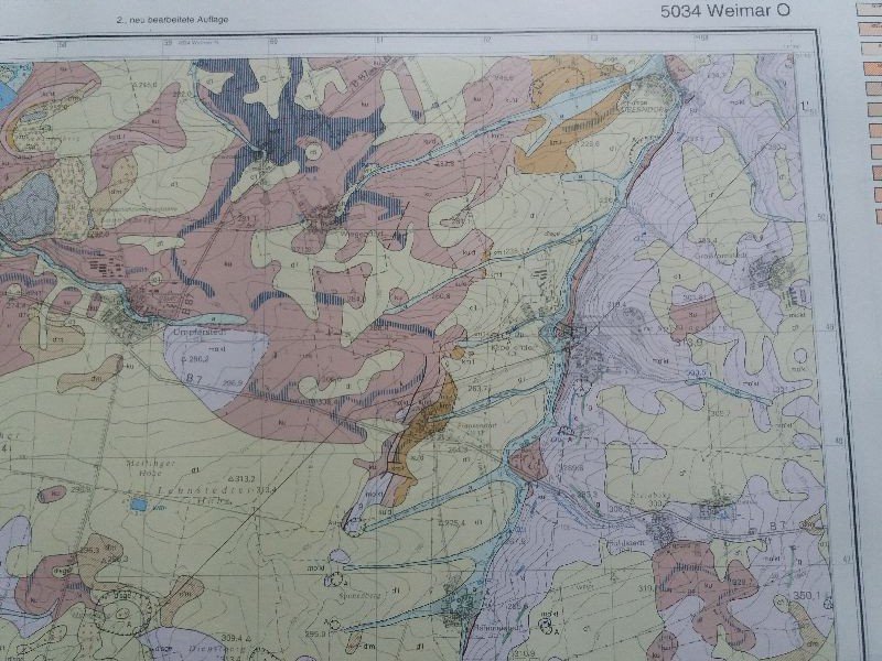 GEOLOGISCHE Karte von 1905 Thüringen Geologie THÜRINGER WALD Rennsteig 