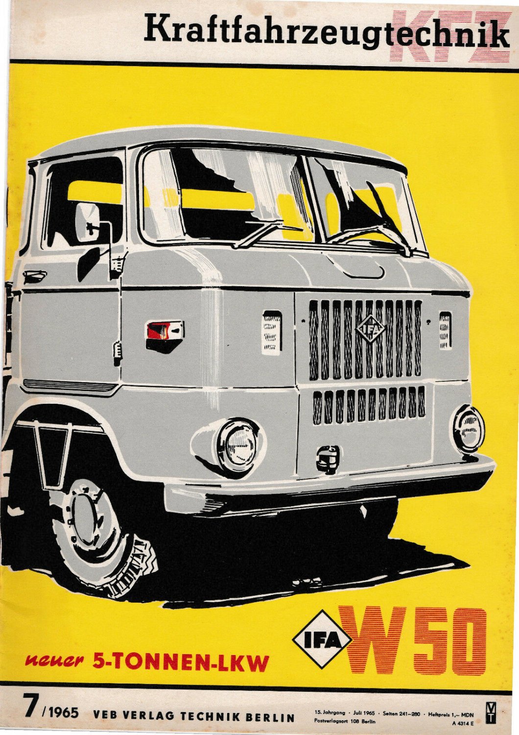 Kraftfahrzeugtechnik 7/1965 Juli 1965 Neuer 5-Tonnen-LKW W50“ (Kammer der  Technik) – Buch antiquarisch kaufen – A02p4gsV01ZZR