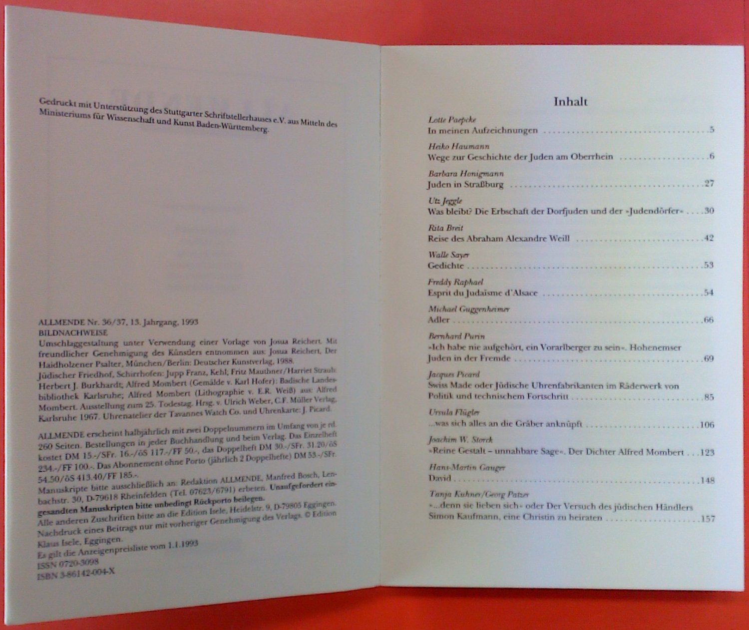 Allmende Alemannisches Judentum Herausgegeben Von Manfred Bosch Buch Gebraucht Kaufen A02pibj601zz4