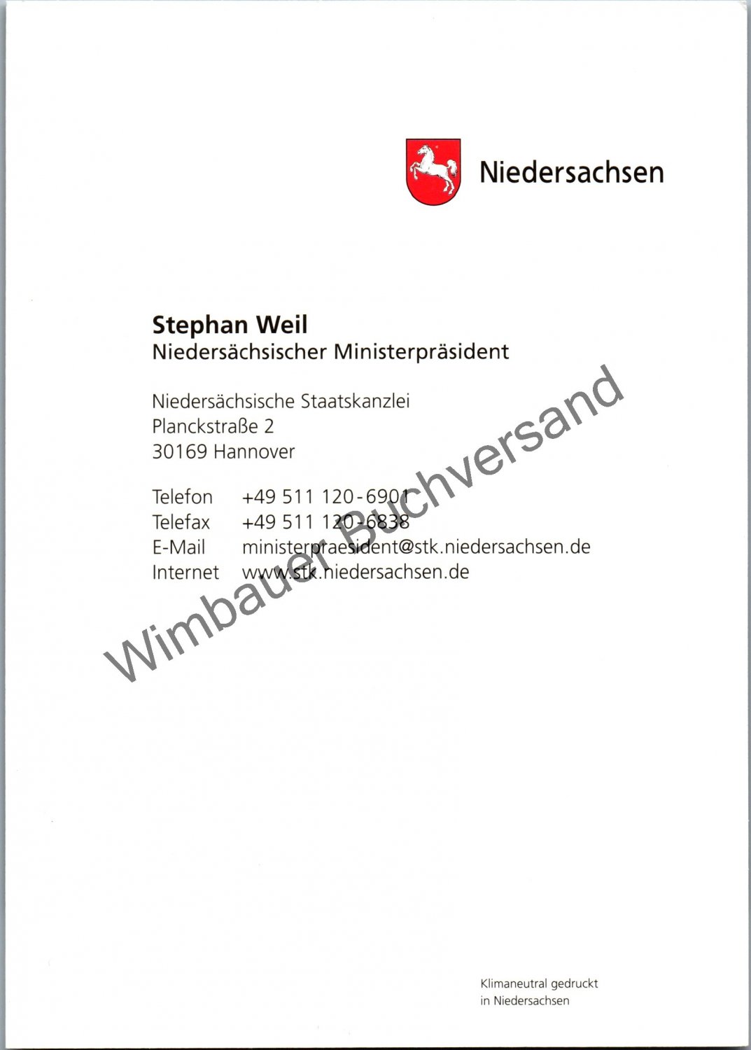70776 Stephan Weil Politik original signierte Autogrammkarte 