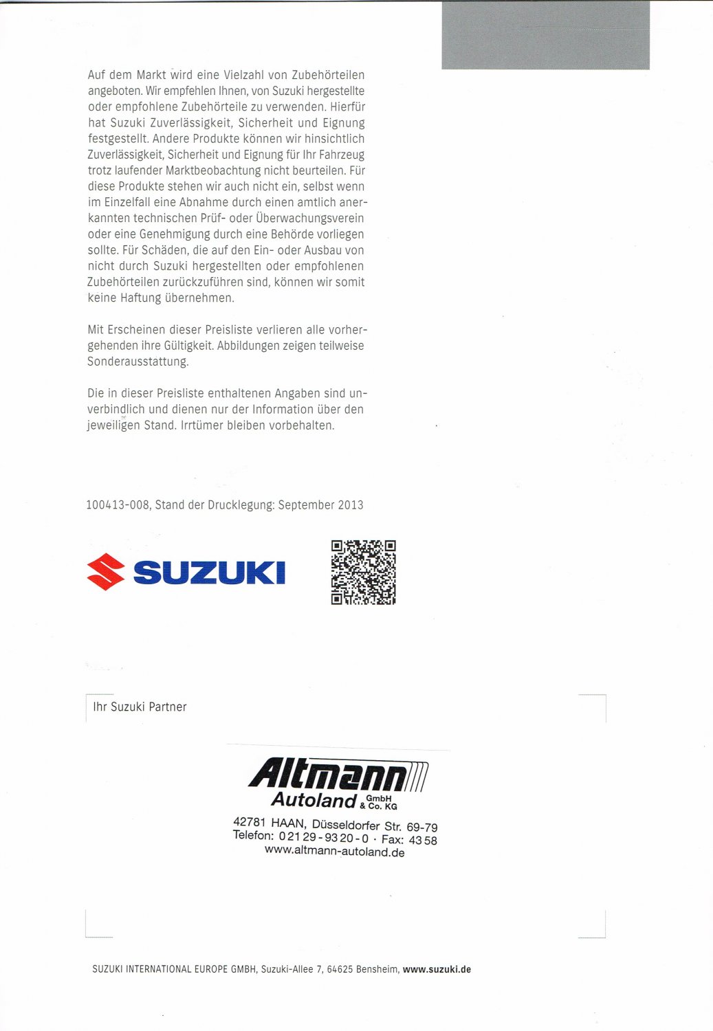 Suzuki Swift Zubehör Prospekt 2013“ – Buch gebraucht kaufen