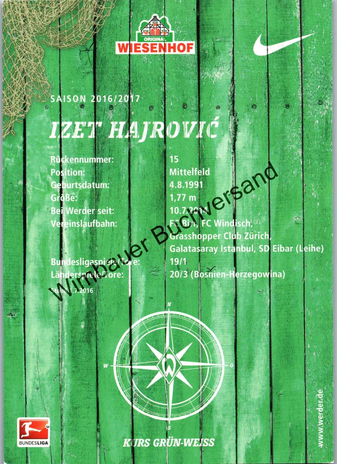 2015 Autogrammkarte signiert  279398 Izet Hajrovic   Werder Bremen 2014 
