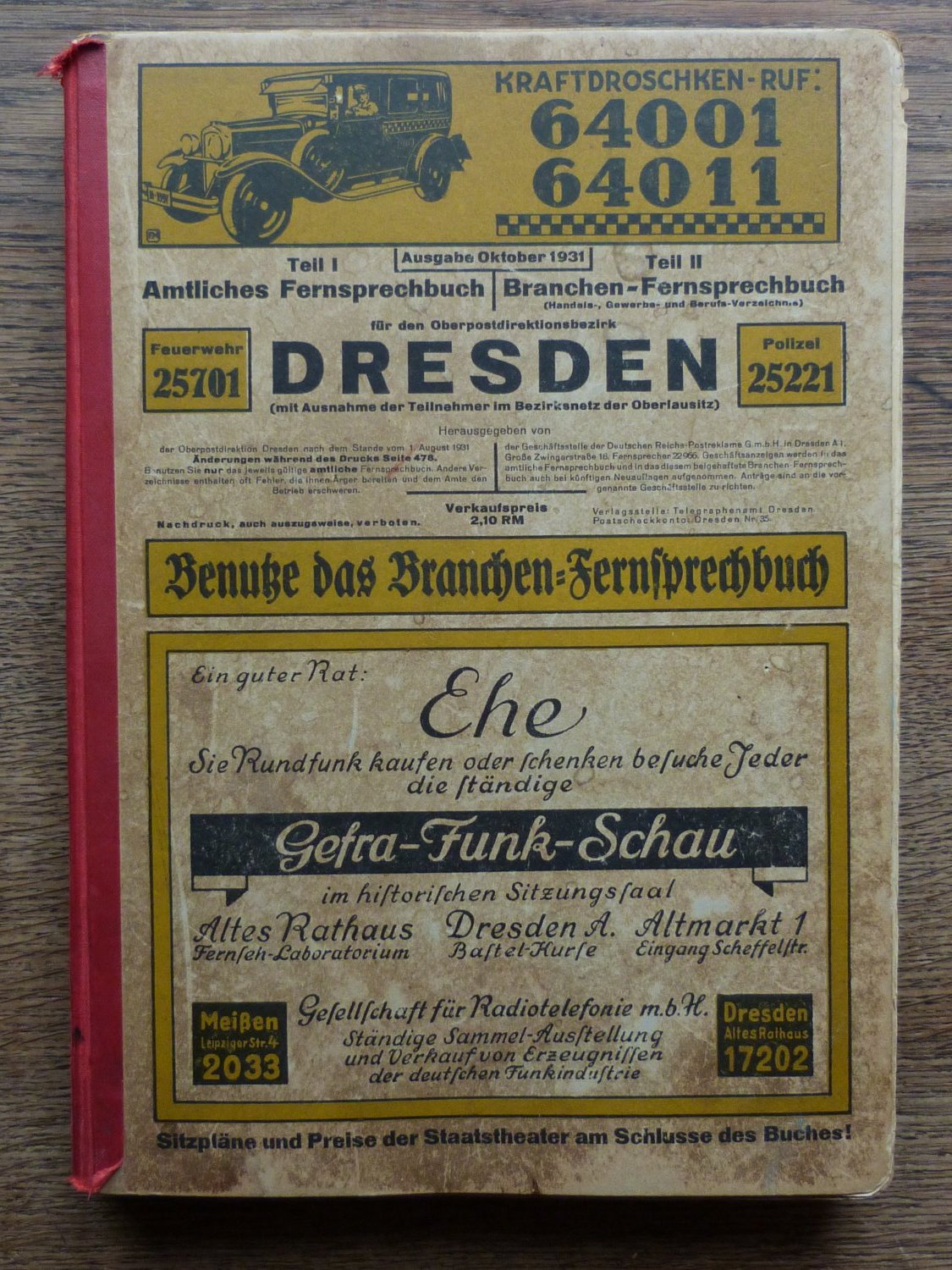 Aral Amtliches Fernsprechbuch Bezirk Dresden 1957 ARAL-Tankdienst viel Reklame SELTEN 