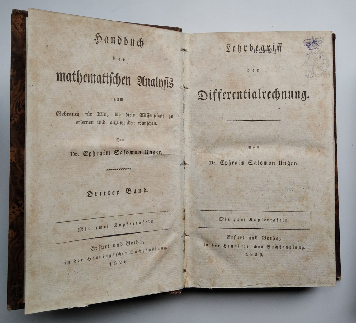 antwoord Cater Hoe Handbuch der mathematischen Analysis zum Gebrauche für ...“ (Ephraim Salomon  Unger) – Buch Erstausgabe kaufen – A02wXpla01ZZ8