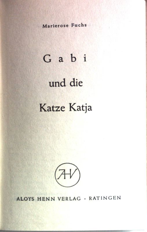 marierose Gabi und die Katze Katja.“ (Marierose Fuchs) – Buch antiquarisch kaufen –  A02Ccrr101ZZq