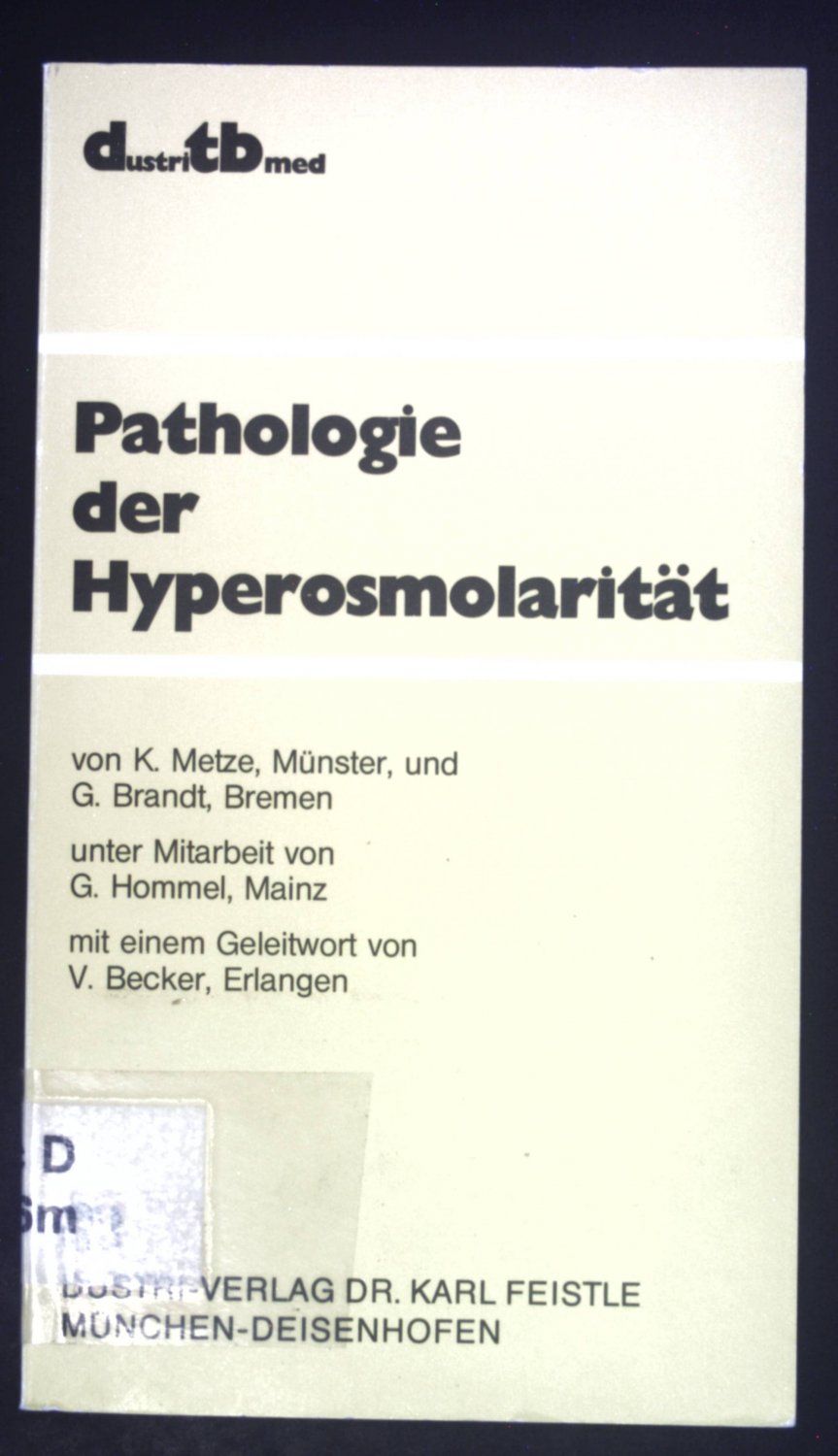 ISBN 3871851051 Pathologie der Hyperosmolarität – gebraucht, antiquarisch  & neu kaufen