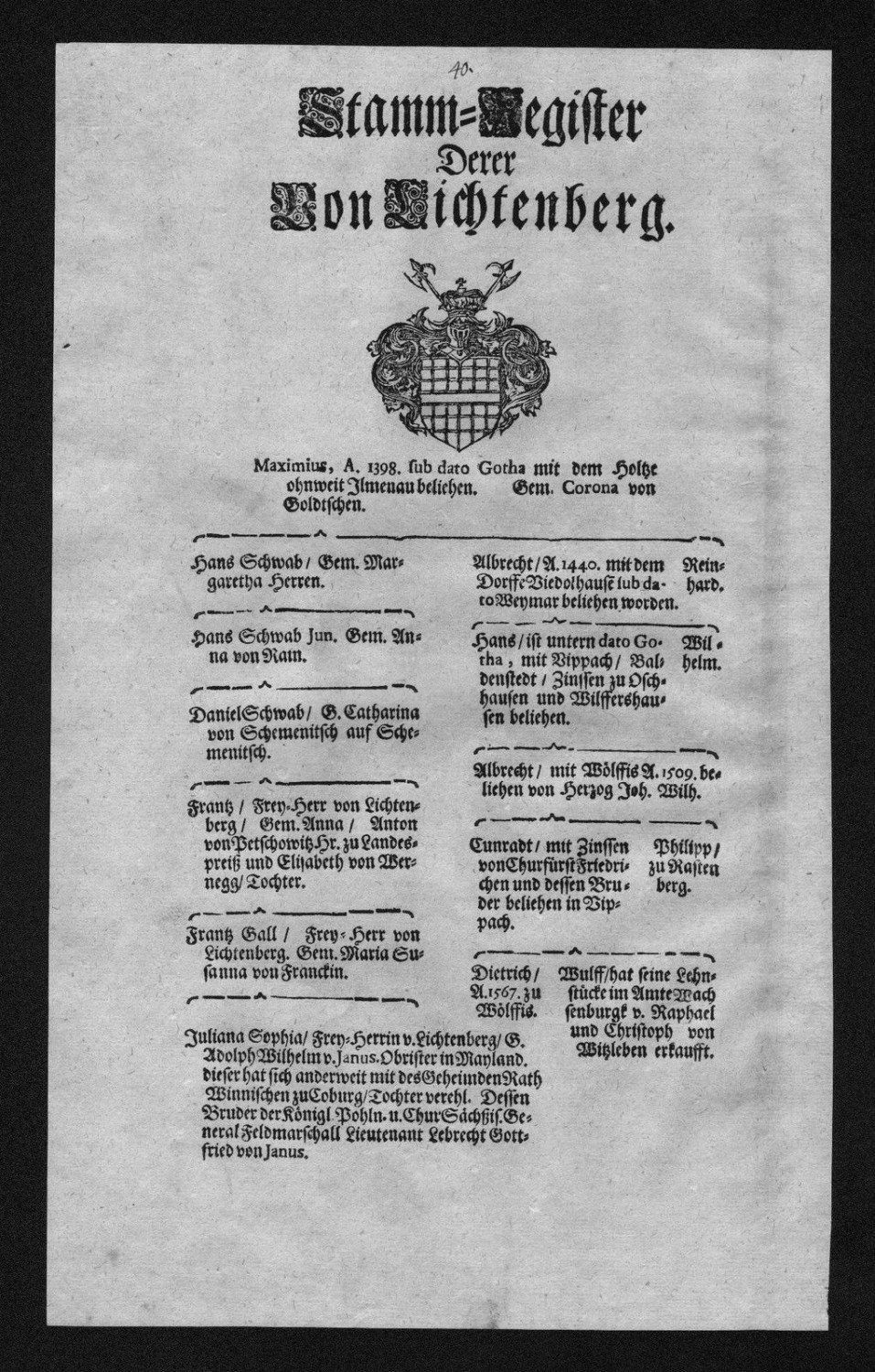 „Lichtenberg Stammbaum Ahnentafel family tree Wappen coat …“ Buch