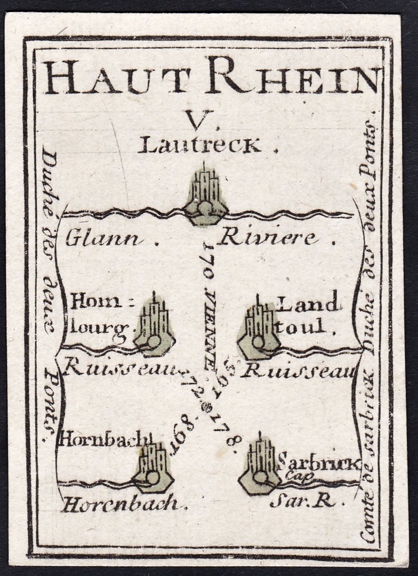 Haut Rhein V quot Lauterecken Homburg - Playing Cards Spielkarten Cartes A Jouer Nicolas Jean Baptiste De Poilly 1712 1758 After Haut Rhein