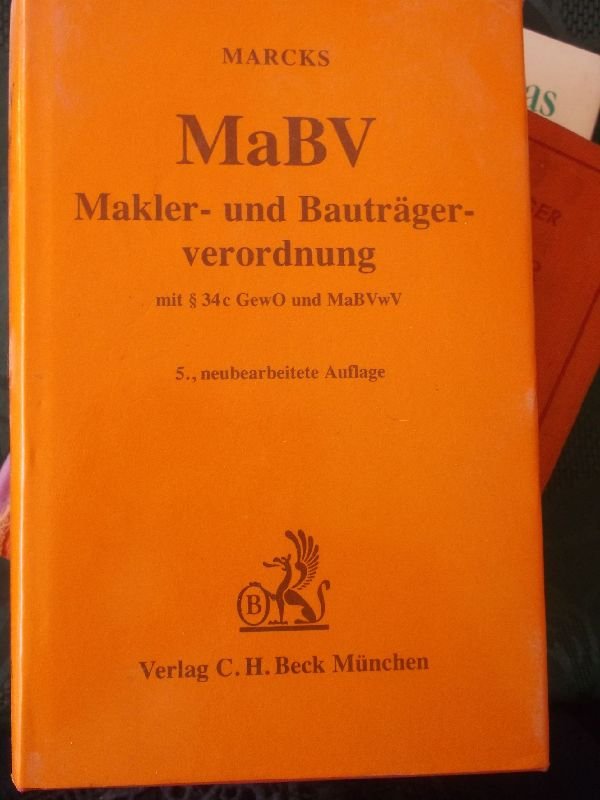 Mabv Makler Und Bautragerverordnung Mit 34c Gewo Und Mabvwv Peter Marcks Buch Gebraucht Kaufen A02if4uv01zzz