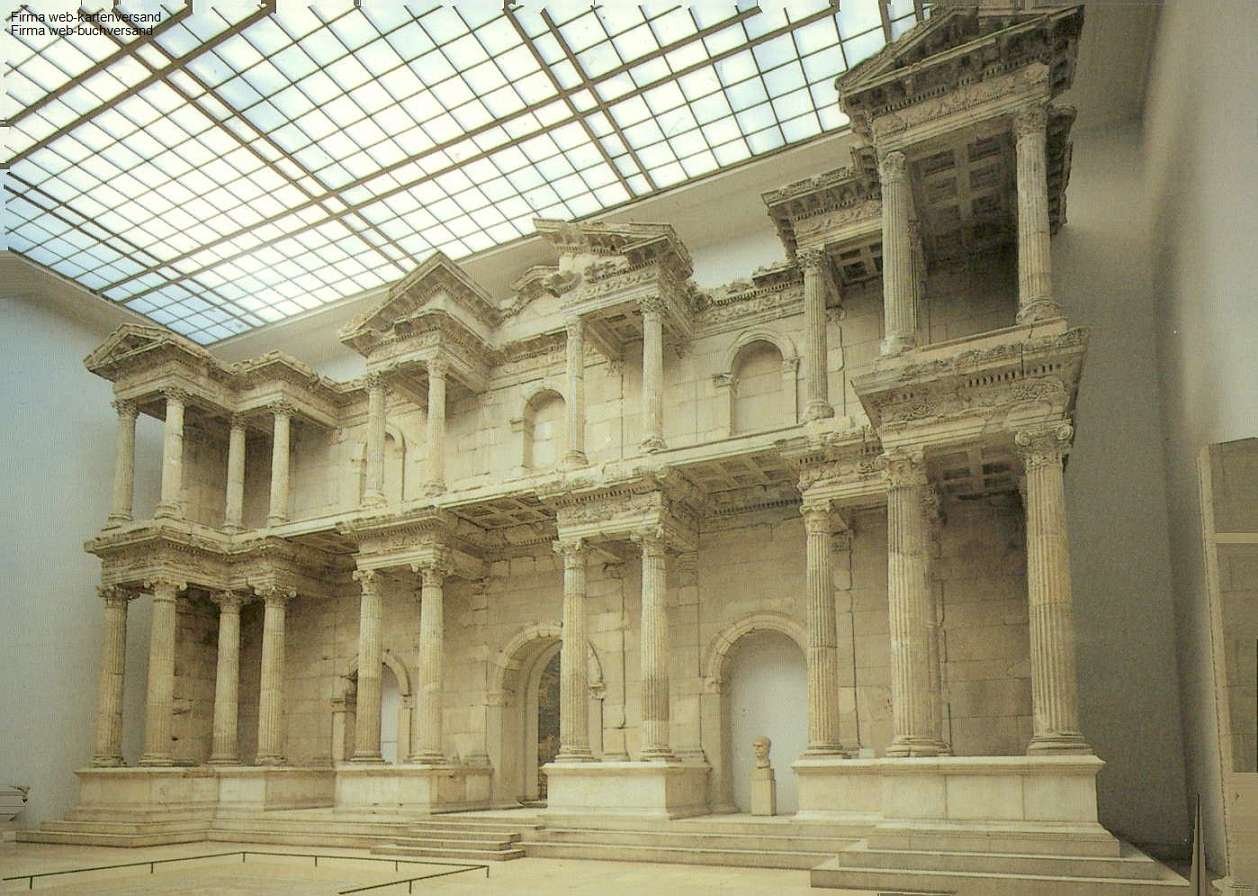 Postkarte, Architektur Grafik Markttor von Milet Antike 