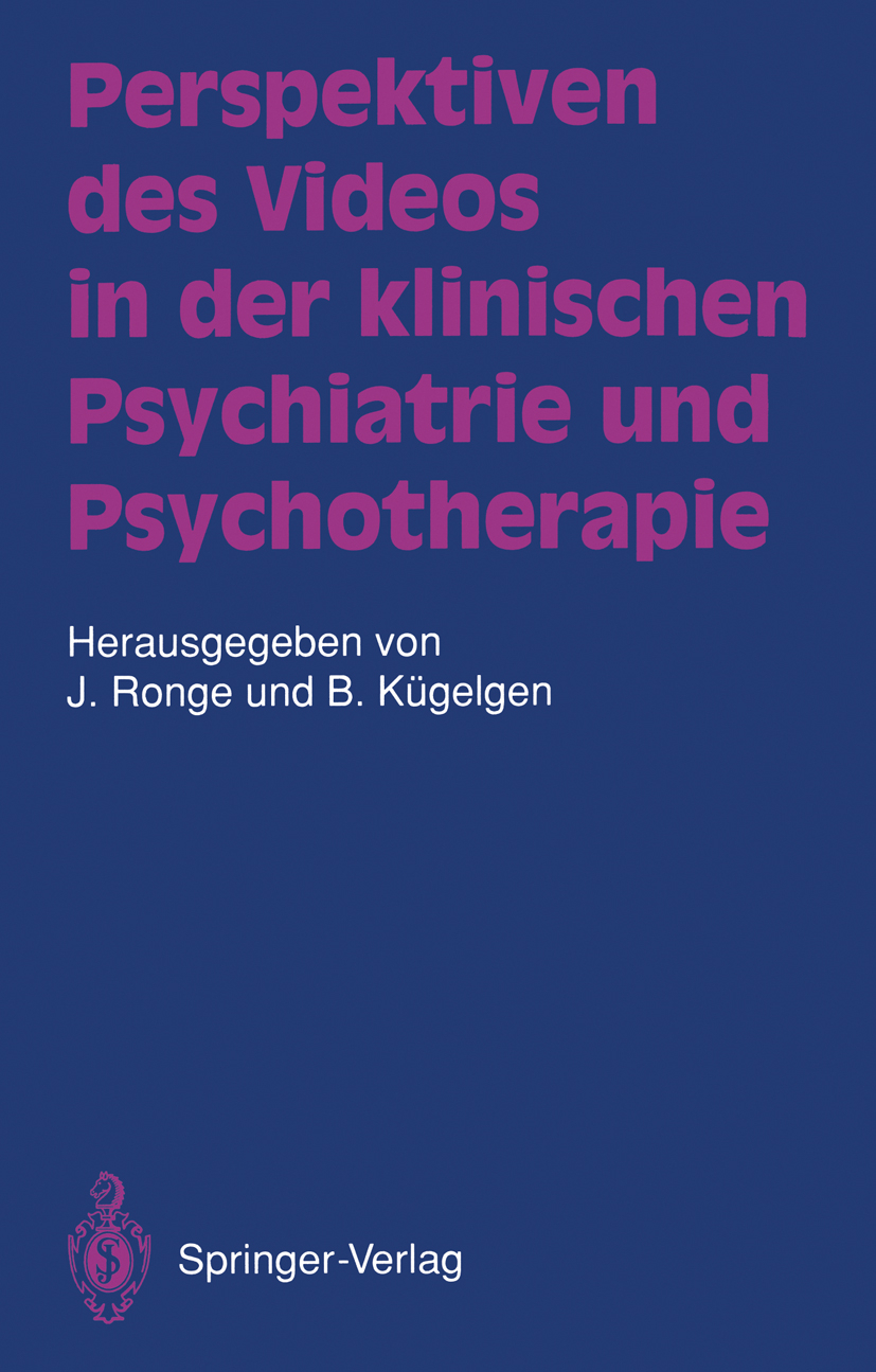 ISBN 3540549811 "Perspektiven Des Videos In Der Klinischen Psychiatrie ...