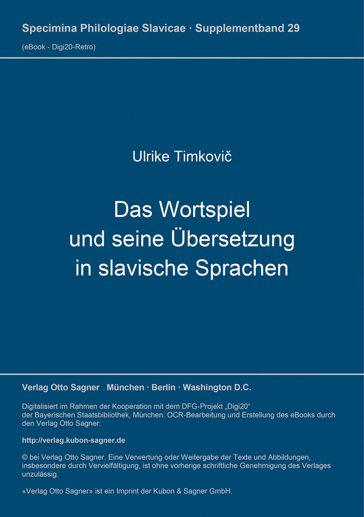 Isbn 3876904374 Das Wortspiel Und Seine Ubersetzung In Slavischen Sprachen Neu Gebraucht Kaufen